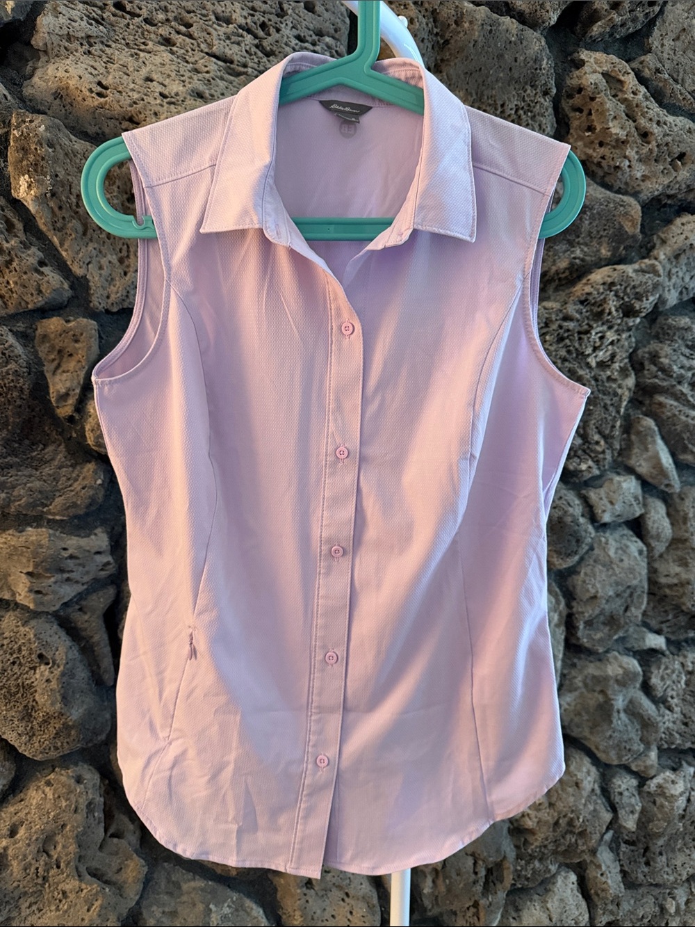 Eddie Bauer Sleeveless Tech Shirt Button-Down Shirt - Light Lavender Size S